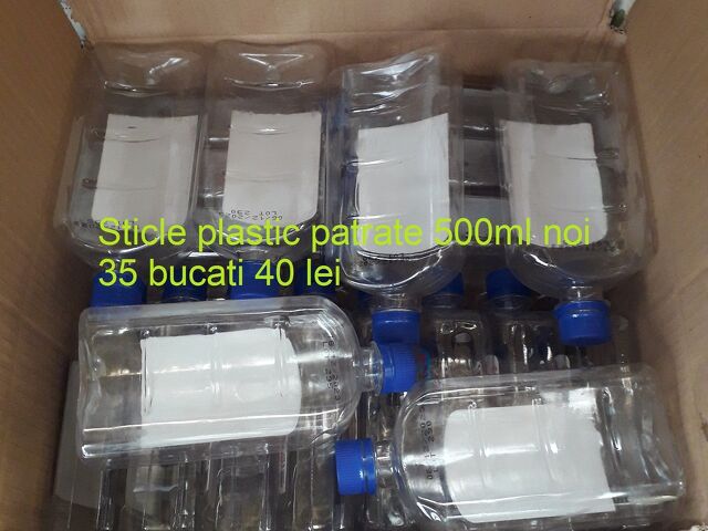 Sticle plastic patrate 500ml noi 35 buc 40 lei - 1